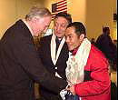 Ngawang with Lodi Gyari at his side greets Senator Jeffords